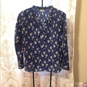 SOLD. JCrew Blue/Flower Popover
