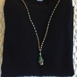 Jcrew green and gold pendant necklace