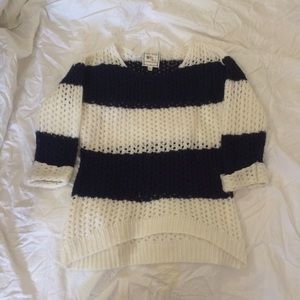 Navy blue and white striped sweater