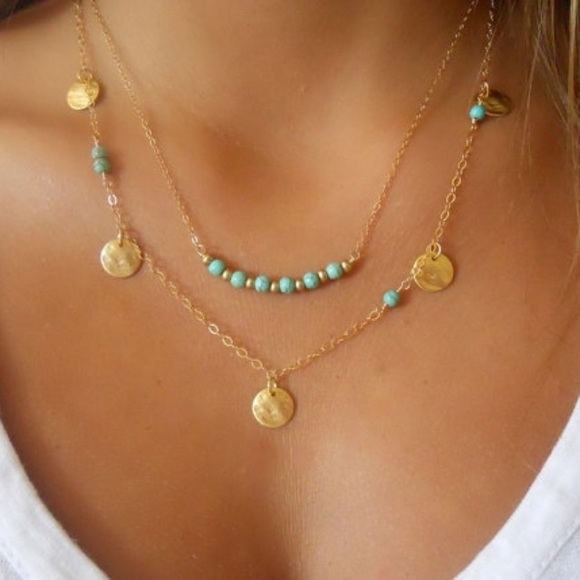 Jewelry - NWT Turquoise and Gold Layered Necklace