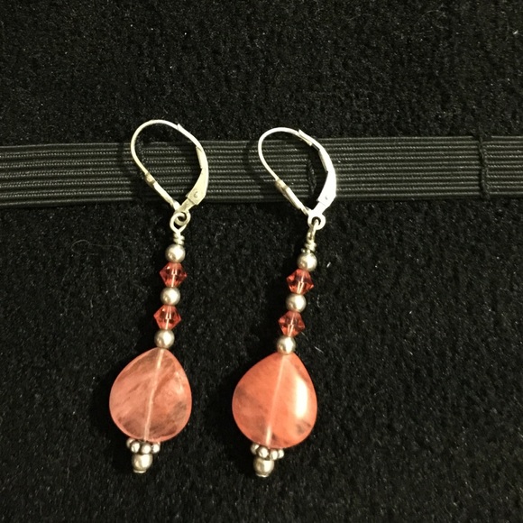 Silver and Coral Earrings NWOT