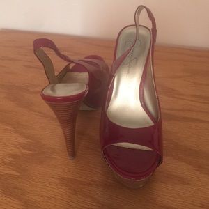 Red Jessica Simpson Peeptoe Slingbacks