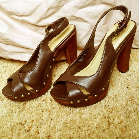 Brown stud heels