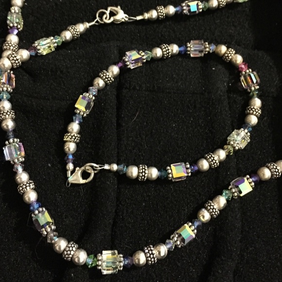Silver and Color Crystal NWOT Necklace & Bracelet