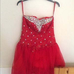 Red strapless homecoming dress