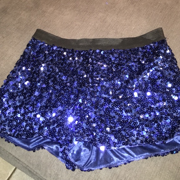 Blue sequined shorts