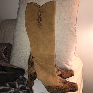 Women's Suede Boots with real snake skin