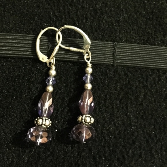 Silver NWOT and Purple Crystal Earrings