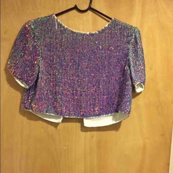 Topshop petite limited edition sequin crop top