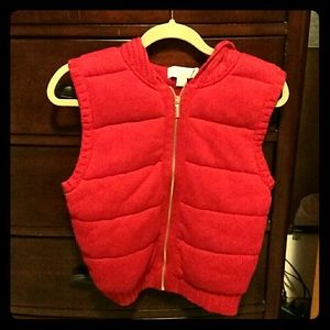 Red hooded Micheal kors zip up vest