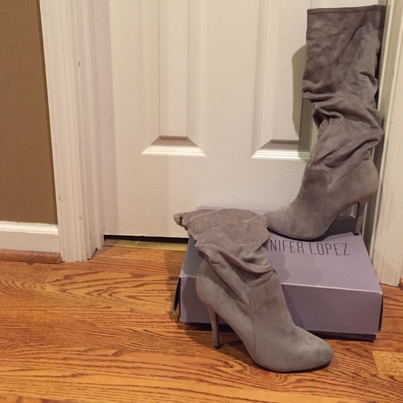 Gray suede boots