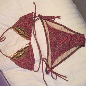 string bikini: Size L Top & Size S Bottoms.