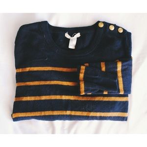 Navy & Mustard Striped Nautical Sweater