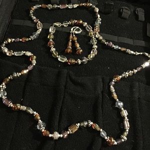 Silver and Blown Glass Necklace Set triple Set