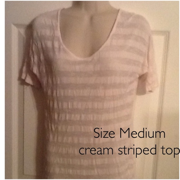 Size medium cream striped top, semi shear