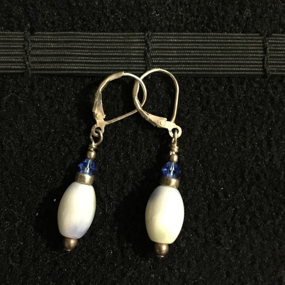 Silver and Blue Glass Blown Earrings