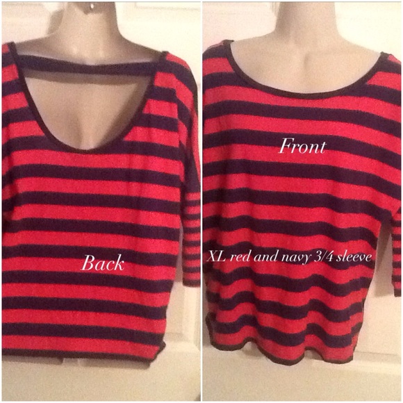 Navy/Red XL 3/4 sleeve top