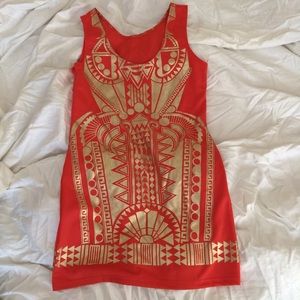 Pink with gold styles dress