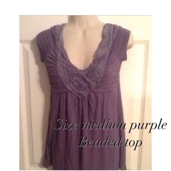 Medium purple top with beading