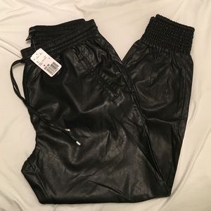 Leather jogger pants