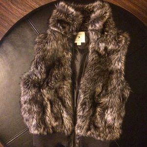 Brown faux fur vest