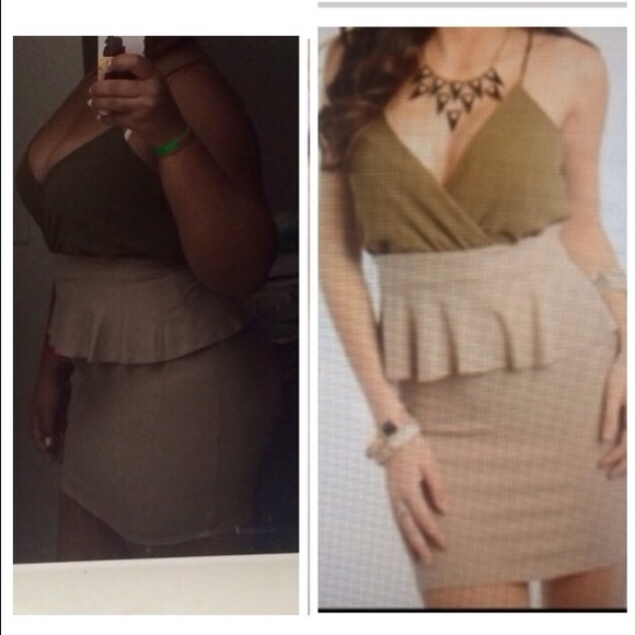 Olive and army green peplum dress