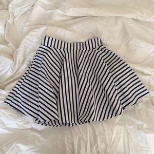 Blue and white stripes skater skirt