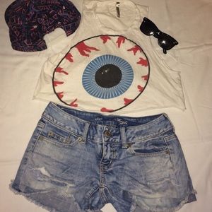 Rad grunge punk skater cropped eyeball muscle tank