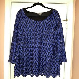 Roz & Ali Royal Blue & Black Dress Shirt