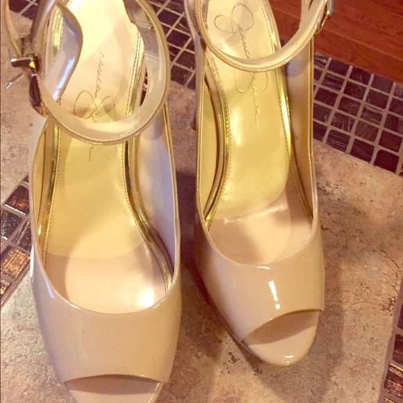 Jessica Simpson peep toe heels with ankle  strap