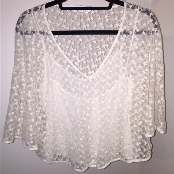 NWOT Floral and lacy Zara two-tiered top - Picture 1 of 2