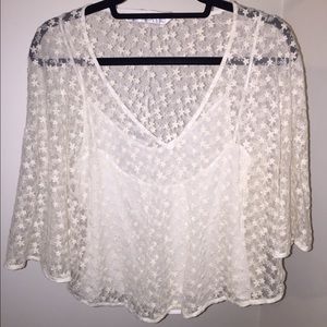 NWOT Floral and lacy Zara two-tiered top