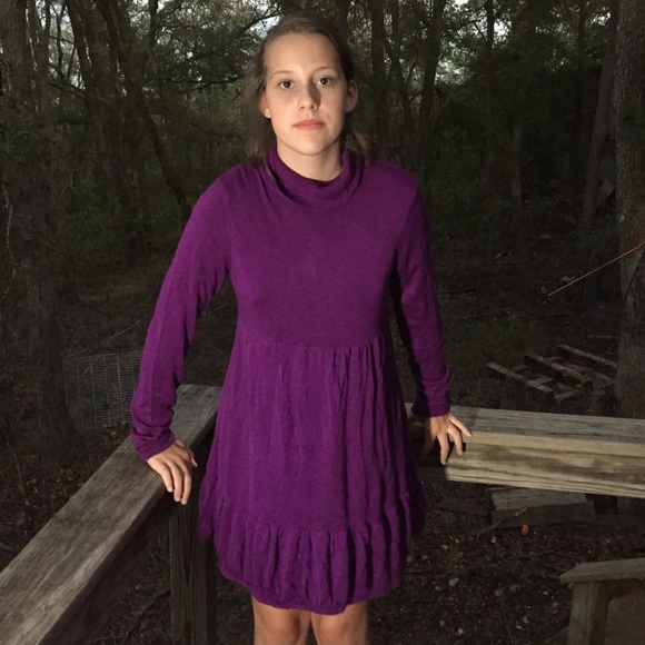 H&M Purple tiered turtle neck dress