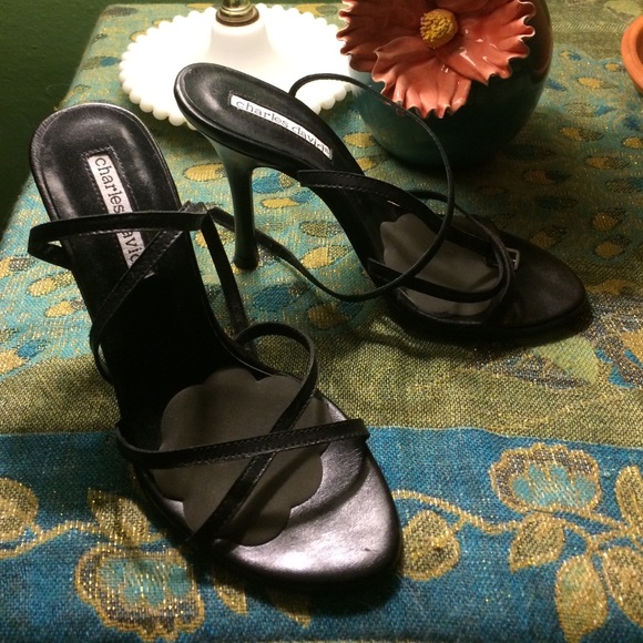 Charles David Strappy Black Heels