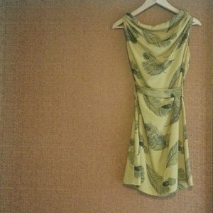 Brand New Peacock Print Chartreuse Chiffon Dress