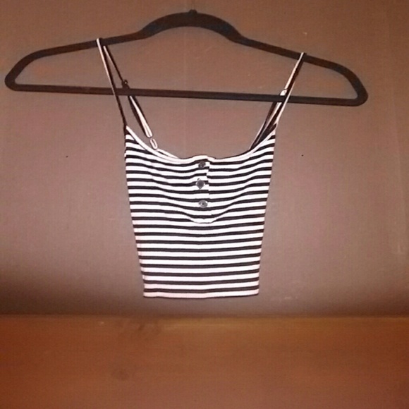 Stripped Cross Strap Crop Top - Picture 1 of 3