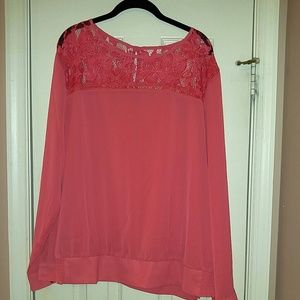 Coral laced panel blouse! Nwt!