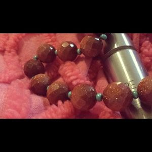 Brown Goldstone and Turquoise Nacklace