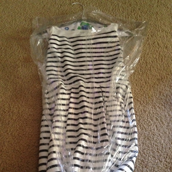 Black and striped dress, fit flare .