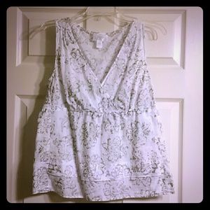 Silver flowers on white background top