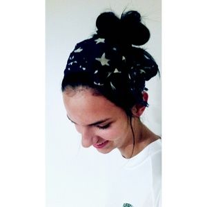 Navy and White Head Scarf