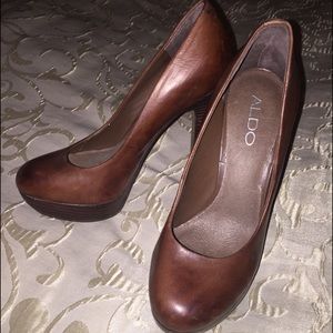 Aldo Brown Leather Stilettos