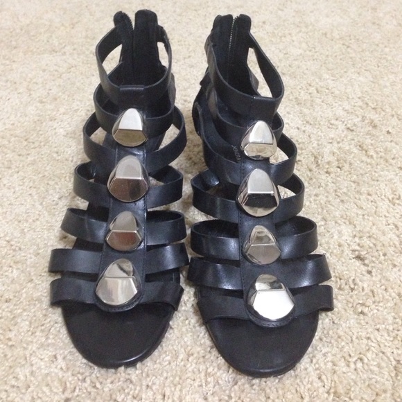 Black stud strappy sandals
