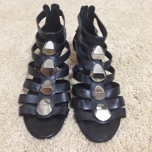 Black stud strappy sandals