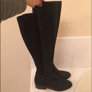 Michael Kors black leather thigh high boots