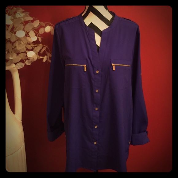 Calvin Klein Tops - Final reduction Purplish blue button up tunic