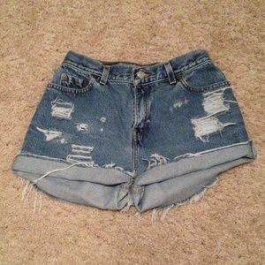 Levi's Destroyed High Waisted Shorts
