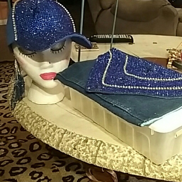 Hat earrings blue jean pursr