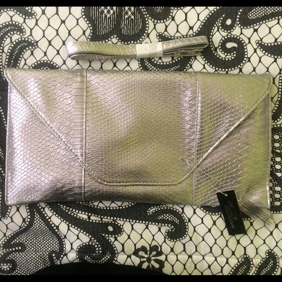 NWT Large Silver Clutch