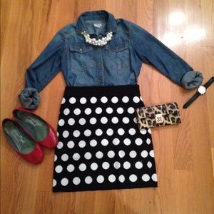 Loft XSP polka dot sweater skirt